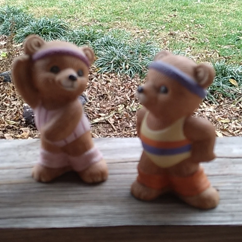 Vintage 1980s Homco Home Interiors dancing exercising bears 🐻 set of 4